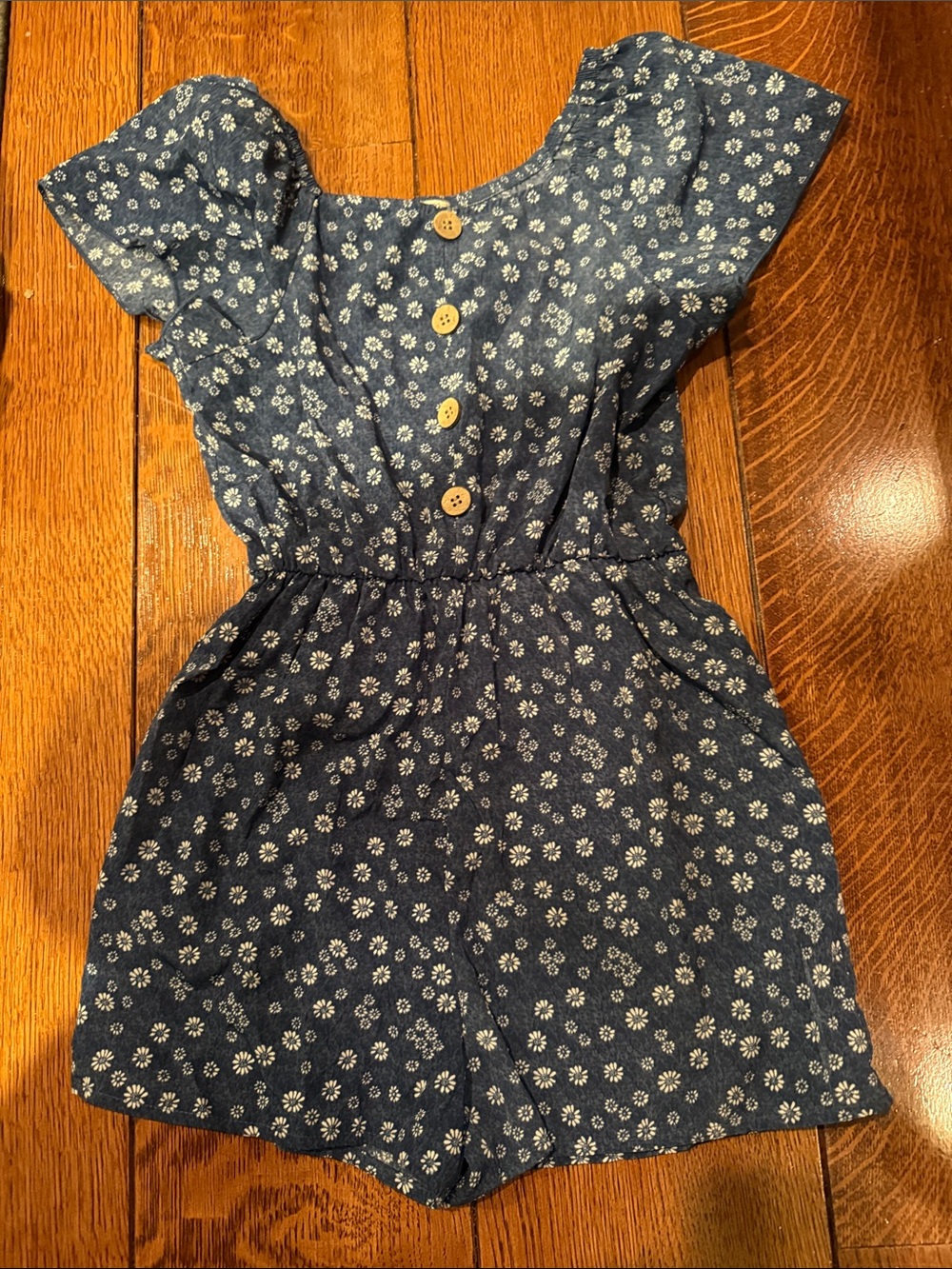 Lily Bleu Blue Floral Button-Front Romper size 10